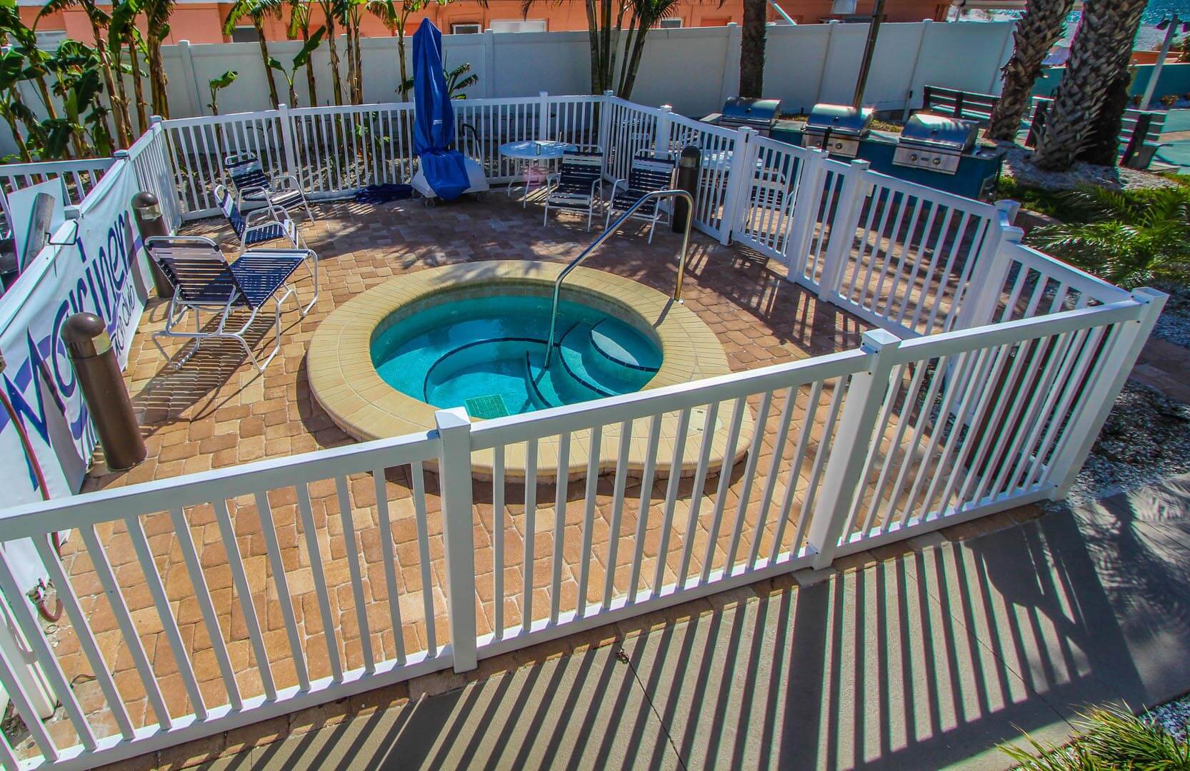 The outside Jacuzzi tub at VRI's Mariner Beach Club in St. Pete Beach, Florida.